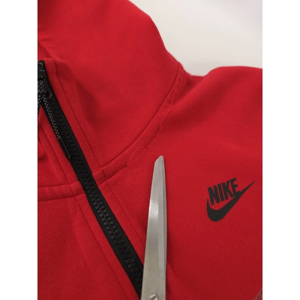 Nike Hoodie Mens Small Red Tech Fleece Windrunner Full Zip Hoody PLS Read